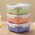 thumbnail image 3 of Lunch Box Compartments Portable Office Square Oven Food Container Leak-Proof Sealing Plastic Carrying Kitchen Organizer with Spoon Pink, 3 of 9