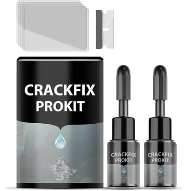 Kit CrackFix Pro, Kit de Réparation de Fissures de Pare-Brise, Solution de Réparation de Éclats et de Fissures de Verre de Voiture, Kit de Réparation de Verre Auto Facile à Faire Soi-Même pour Fissures, Éclats et « Bulls-Eyes » sur Pare-Brise
