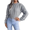 thumbnail image 2 of EGNMCR Chandails pour Femmes Mode Décontractée Manches Longues Ajouré Chandail Tricoté de Base, Cadeaux pour Femmes, 2 of 4