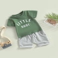 thumbnail image 3 of Ensemble Pantalon Garçon Manches Courtes Col Lettres Hauts + Short Décontracté de Rue à Cordon Gris 2-3 Ans, 3 of 8