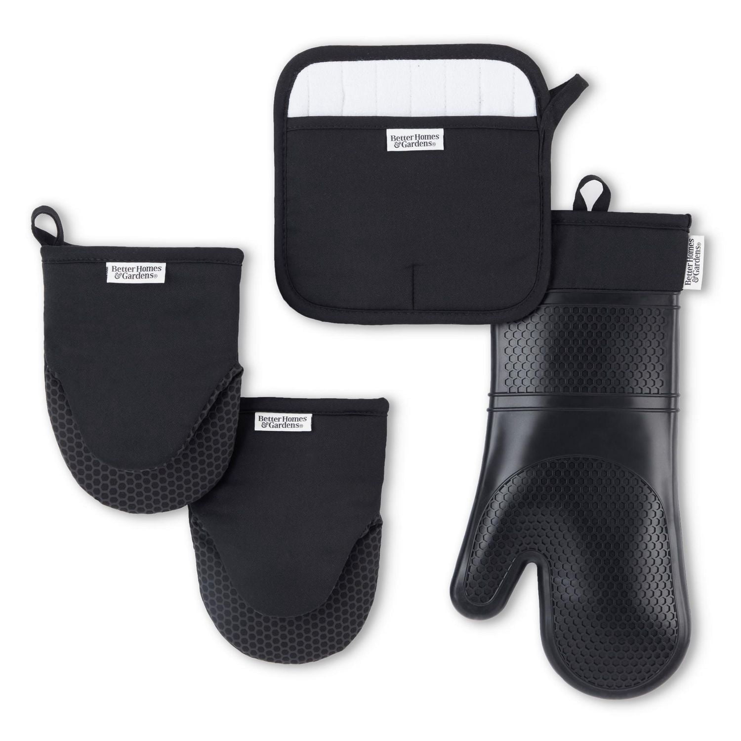 Better Homes & Garden Oven Mitt, Pot Holder, Mini Mitt Set, 4 Pieces