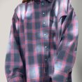 thumbnail image 3 of Erwazi Women Plaid Button Down Shirts Long Sleeve Shacket Jacket Fall Blouses Tops, 3 of 7