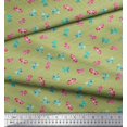 thumbnail image 2 of Soimoi Green Poly Georgette Fabric Bow & Stripe Print Sewing Fabric Yard 52 Inch Wide, 2 of 5