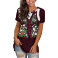 thumbnail image 1 of Kcodviy Femmes T-Shirts Confortables Imprimés T-Shirt de Compression Femmes Col Rond Manches Courtes Col Roulé Manches Longues T-Shirt Femmes Hauts Tee Tunique Blouse, 1 of 4