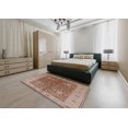 thumbnail image 4 of Ahgly Tapis Rond Intérieur Mi-Siècle Moderne Châtaigne Rouge Oriental, 8 Pieds Rond, 4 of 6