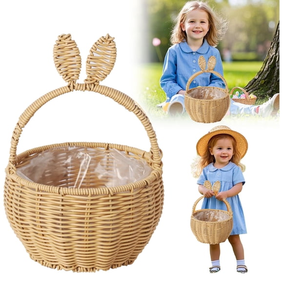 Handwoven Rattan Tote Organizer for Home Kitchen Garden Storage and Decoration