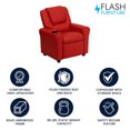 thumbnail image 4 of Contemporary Red Vinyl Kids Recliner with Cup Holder and Headrest, 4 of 9