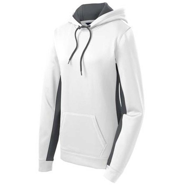 Pull à Capuche en Polaire Colorblock pour Femmes, Blanc/gris Fumée - S