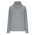 thumbnail image 4 of KIHOUT Hauts pour Femmes Printemps Hiver Mode Décontractée Couleur Unie Fendu Tricoté Pull Manches Longues Col Roulé, 4 of 6