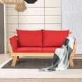 thumbnail image 4 of Costway Canapé-Lit Convertible de Patio en Bois Massif, Mobilier Ajustable, Coussin Épais, Rouge, 4 of 10