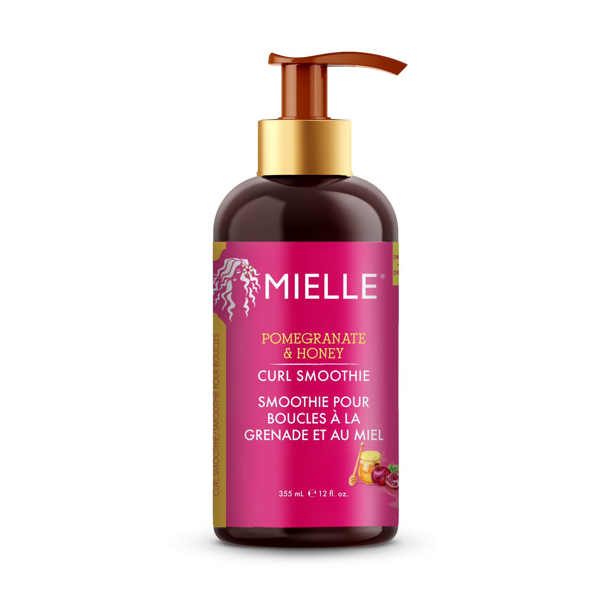 Mielle Smoothie pour boucles à la grenade et au miel – Crème hydratante pour définition et contrôle des frisottis – 12 fl oz / 355 mL