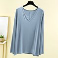 thumbnail image 2 of MeetoTime V Neck Long Sleeve Shirts for Women Comfortable Loose Tops Solid Color Lounge Tops Pullover, 2 of 7