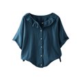 thumbnail image 1 of Blouses pour Femmes Décontractées à Col Rond Boutonnées T-Shirt Basique Confortable Détente Tendance Léger Été Vacances Chemise Douce 2025, 1 of 6