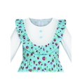 thumbnail image 4 of Robe Fille Bleue Florale Manches Longues Coton Décontractée 5 Ans, 4 of 6