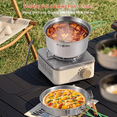thumbnail image 4 of 304 Stainless Steel Camping Cookware Set for 1-2 People - Includes 1L Pot with Lid, 0.5L Frying Pan, 0.5L Kettle with Lid, and Storage Bag - Flat Bottom Compatible with Cassette Furnace, Gas Stove,, 4 of 6