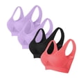 thumbnail image 1 of Pisexur 4 Pack Womens Bras High Impact Sports Bras Solid Color Everyday Bralettes Wirefree Seamless Workout Yoga Underwear Comfy Breathable Full Coverage Plus Size Bras for Women S-6XL, 1 of 2
