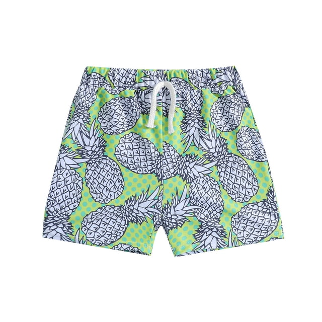 Sunnyoo Newborn Boys Swim Trunks Pineapple Prints Quick Dry Board Shorts with Compression Liner