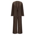 thumbnail image 4 of Timegard 2 Piece Suits Set for Women Button V Neck Open Front Jackets Business Office Wide Leg Pant Blazer Outfits, 4 of 6