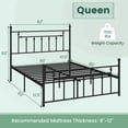 thumbnail image 3 of Costway Queen Size Metal Bed Frame with Headboard Under-bed Storage Mattress Foundation, 3 of 10