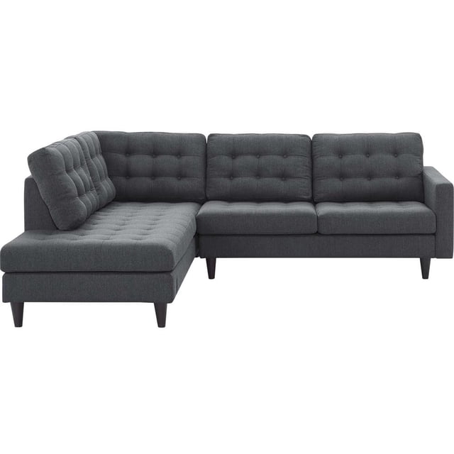 Modway Empress Sectionnel 2 Pcs en Tissu Rembourré Orienté vers la Gauche, Gris