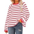 thumbnail image 4 of Timegard Fall Tops for Women 2024 Crewneck Striped Drop Shoulder Loose Blouse Comfy Long Sleeve Tops, 4 of 5