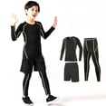 thumbnail image 1 of PMVFHDE Chandail de Compression pour Garçons Jeunesse Athlétique à Manches Longues Maillot de Soccer sous-Vêtement de Soccer Couche de Base Haut Ensemble de 3 Pcs, Vert, 10-11 Ans, 1 of 5