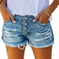 thumbnail image 4 of Womens Fashionable And Versatile Straight Leg Pants With Star Print High Waisted Tassel Denim Shorts, 4 of 6
