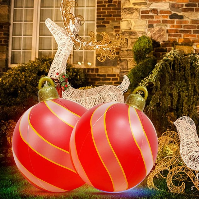 60cm Inflatable Christmas Ball with Light Glow Giant Atmosphere Ball Home Garden