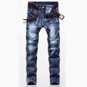 EGNMCR Men's Lightweight Pants, Cargo Pants Men, Linen Pants Men Men's Jeans New Fashion Have Pockets Button Zipper Personality Denim Trend Jeans Men's jeans