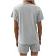 thumbnail image 4 of Birdeem Womens Summer Short Sleeve V-Neck Tops Shorts Comfortable Homewear Two-Piece Set, 4 of 8