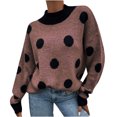 thumbnail image 2 of Chandail à Pois en Tricot à Col Rond pour Femme, Mode, Chandail Tricoté, Haut, Blouse, 2 of 5