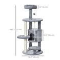 thumbnail image 2 of Dark Grey Multi-Level Cat Tree Tower with Condo & Scratching Posts - 44" Tall Activity Center for Indoor Cats, Living Room & Bedroom Use, 2 of 7