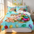 thumbnail image 2 of Easter 3 Piece Bedding Set, Cartoon Rabbits and Eggs Pattern, Microfiber Duvet Cover with 2 Pillowcases, Festive Home Decor Accents for Bedroom, 2 of 6