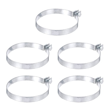 Uxcell 5 Pack Brace Bands Chain Link Fence, Galvanized Steel Tension Bands with Bolts & Nuts for 4-21/64" Chain Link Post, Pipe, Gate, Fences Panels, Silver (5.71" L x 0.63" W)