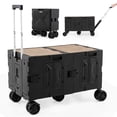 thumbnail image 1 of Costway Large Foldable Utility Cart with  2-Tier Storage Crates 5 Rotate Wheels Metal Black, 1 of 9