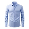 thumbnail image 1 of RXIRUCGD Chemise Cardigan pour Homme à Col Rabattu Uni, Haut de Bureau à Boutons, Bleu Pâle, Taille : S, 1 of 8