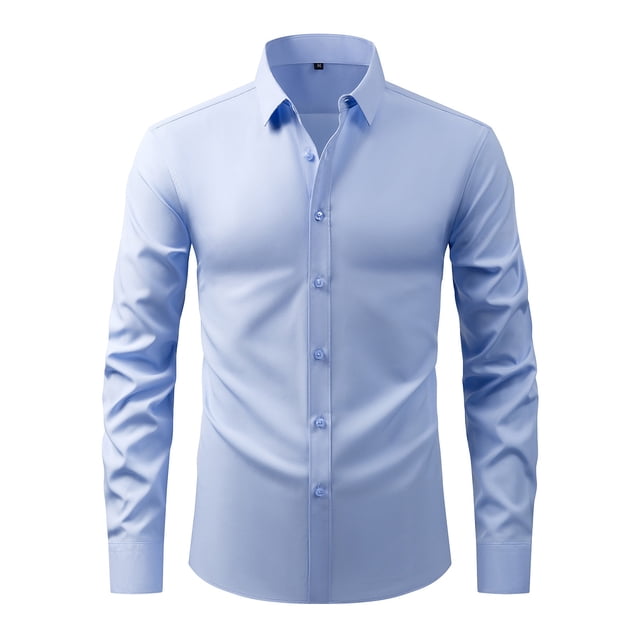 RXIRUCGD Chemise Cardigan pour Homme à Col Rabattu Uni, Haut de Bureau à Boutons, Bleu Pâle, Taille : S