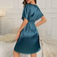 thumbnail image 4 of Timegard Womens Pajama Dress V Neck Short Sleeve Drawstring Casual Comfy Dress Homewear Solid Color, 4 of 4