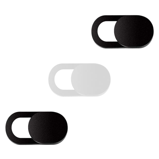 IllmTech - Webcam Covers, Ultra Thin Slider Web Camera Privacy Cover with Strong Adhesive, Protects Privacy for Most Laptops, Tablets, and Smartphones (3-Pack (B&W))