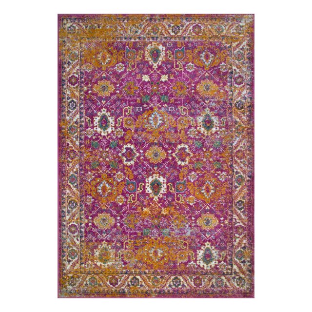 594234 Laraline Tapis Vintage Turc à Médaillon Fuchsia Délavé 5 Pieds3 Pouces x 7 Pieds7 Pouces