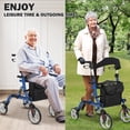 thumbnail image 3 of Twister.CK Déambulateurs Roulants Pliants pour Aînés, avec Amortisseur, Déambulateur de Mobilité Léger avec Siège et Roue, Fauteuil Roulant à Hauteur Réglable, Bleu, 3 of 8