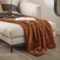 thumbnail image 4 of Bouclair Rust Cougar Faux Fur Throw 50x60 in (127x152 cm), 4 of 10