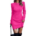 thumbnail image 1 of Innerwin Robe Chandail Col Rond Chandail pour Femmes Chandail d'Hiver Manches Longues Élégante Mini Robes Rose Rouge TG, 1 of 3