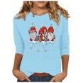 thumbnail image 2 of Meichang Hauts de Noël pour Femmes Manches 3/4 Col Rond Gnomes Graphiques T-Shirts Blouse Décontractée de Vacances en Solde Cadeaux de Noël, 2 of 4
