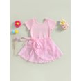 thumbnail image 2 of WIFORNT Justaucorps de Ballet pour Tout-Petites Filles, Tenue de Danse à Manches Courtes et Col Rond avec Jupe Amovible, 2 of 7