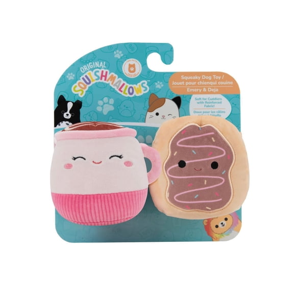 Squishmallows Squeaky Plush Dog Toy 2-Pack - Snacks: Tucker & Arnel
