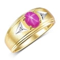 thumbnail image 3 of RYLOS Men's Rings 14K Yellow Gold Classic 8X6MM Oval Gemstone &  Diamond Ring Star Ruby July Birthstone Rings For Man Gold Rings Size 11, 3 of 7