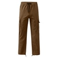 thumbnail image 5 of RKSTN Cargo Pants for Men Drawstring Solid Color Casual Multiple Pockets Trousers Outdoor Fitness Pants with Pockets, 5 of 5
