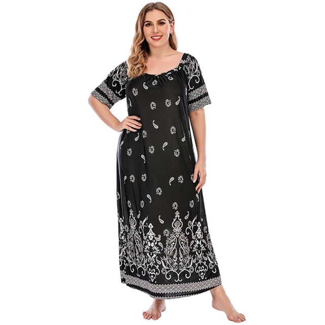Pyjama en Coton à Imprimé Floral Longue Taille pour Femmes - 5X