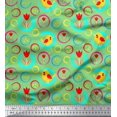 thumbnail image 1 of Soimoi Polyester Crepe Fabric Floral,Circle & Bird Artistic Print Sewing Fabric Yard 42 Inch Wide, 1 of 3